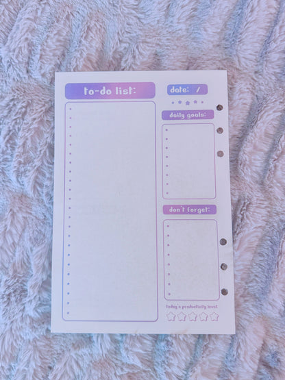 Special Daily Planner Refills: To Do Lists